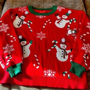 Christmas Closet Clearance Boutique Sale - NEW Red Snowman Snowflake Size Medium